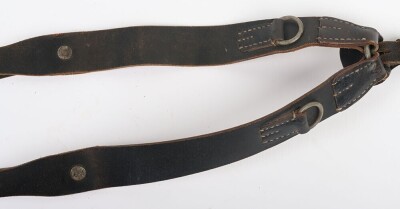 WW2 German Black Leather Y Straps. - 4
