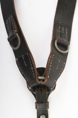 WW2 German Black Leather Y Straps. - 6