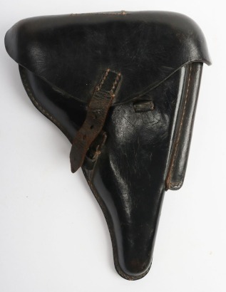 WW2 German P08 Luger, Black Leather Pistol Holster.