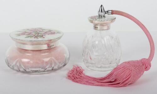 A silver and guilloche enamel perfume set, London 1959