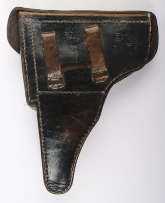 WW2 German P38, Black Leather Pistol Holster. - 4