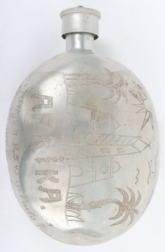 WW2 German Afrikakorps POW War Art Decorated Water Bottle