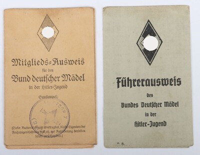 Third Reich Hitler Youth / BDM (Female Organisation) Membership Card and BDM Leader Card to Unterscharf&uuml;hrerin Luise Hillmer from District Oldernburg (91).