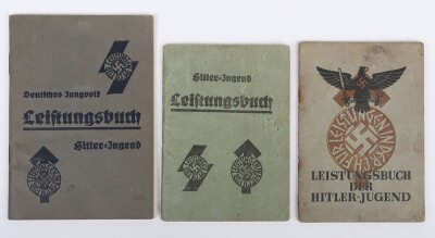 Grouping of 3 Third Reich Hitler Youth (Hitlerjugend) Proficiency Award Booklets and a Cloth RZM Proficiency Badge - 2
