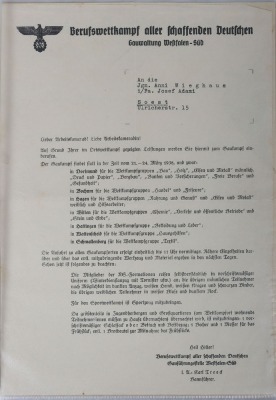 Third Reich Deutsches Arbeits Front (D.A.F) Document Grouping to Kreis- and Ortssiegerin Anni Wieghaus of the Firm Josef Adami - 7