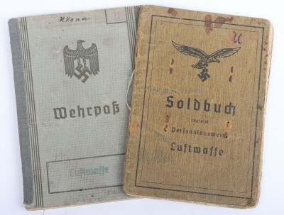 WW2 German Luftwaffe Soldbuch and Wehrpass to Feldw. Ukena, member of the ground personal of Schlachtgeschwader 1 & 2 and later Panzer Schlachtgeschwader 9! - 2