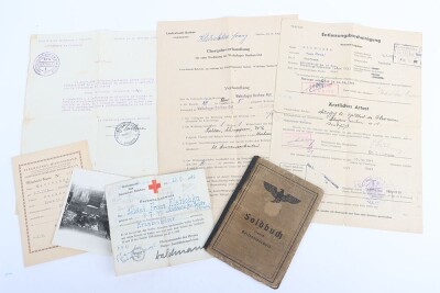 WW2 German Soldbuch to San.-Gefr. Franz Kletschka, Infanterie-Regiment 32 and later Marsch-Bataillon Afrika