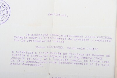 WW2 German Soldbuch to San.-Gefr. Franz Kletschka, Infanterie-Regiment 32 and later Marsch-Bataillon Afrika - 5