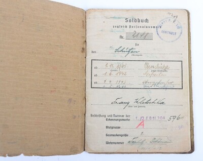 WW2 German Soldbuch to San.-Gefr. Franz Kletschka, Infanterie-Regiment 32 and later Marsch-Bataillon Afrika - 6
