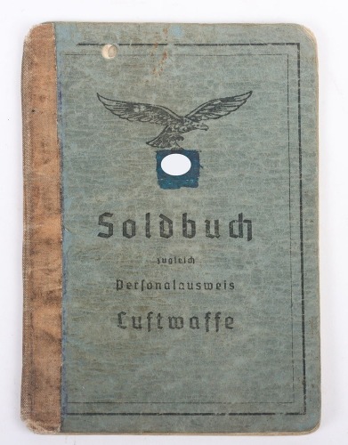 WW2 German Luftwaffe Afrikakorps DAK Soldbuch to Uffz. K. Kowanack, Flak unit in Afrika