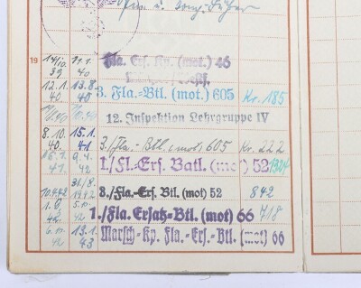 WW2 German Wehrpass to Uffz. Heinrich Wiele, Flak-Btl. 605, later service in Afrika - 8