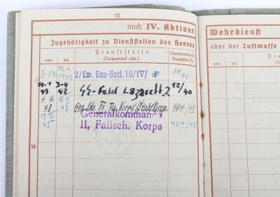 WW2 German Wehrpass to Josef Be&uuml;ker, former SA member, Generalkommando II. Fallschirm-Korps, Normandy 1944 - 6