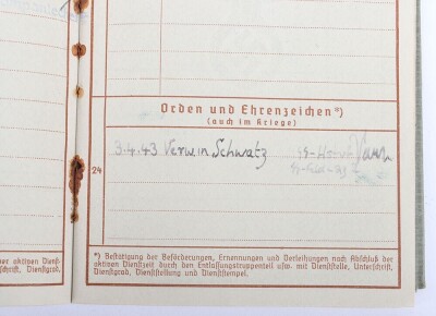 WW2 German Wehrpass to Josef Be&uuml;ker, former SA member, Generalkommando II. Fallschirm-Korps, Normandy 1944 - 8