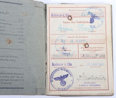 WW2 German Waffen-SS Wehrpass to SS-Sch&uuml;tze Stefan Forny, SS-Feld-Ersatz-Btl. &ldquo;Frundsberg&rdquo; - 3