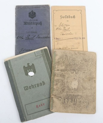 Third Reich Wehrpass and OT-Dienstbuch to Gefr. Paul Tauscher, Polish Campaign and later Organisation Todt Service