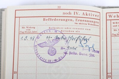 WW2 German Waffen-SS Wehrpass to SS-Unterscharf&uuml;hrer Franz Armann, SS-Totenkopf Art.Ers.Abt. Dachau, later SS-Artillerie-Regiment 5 &ldquo;Wiking&rdquo; - 9