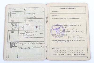 Third Reich Wehrpass and OT-Dienstbuch to Gefr. Paul Tauscher, Polish Campaign and later Organisation Todt Service - 13