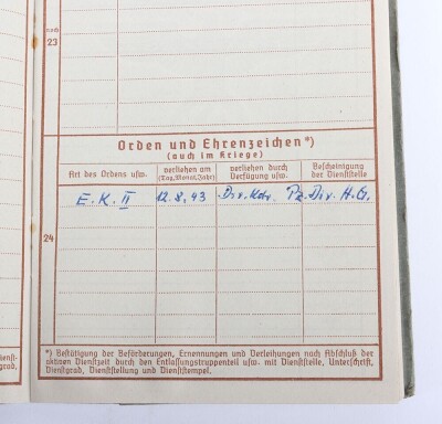 WW2 German Wehrpass to Obergefreiter Franz Hoffmann, Division &ldquo;Hermann G&ouml;ring&rdquo;, Italy 1943 - 12