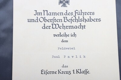 Luftwaffe Award Document Grouping to Uffz. P. Pawlik, Air Gunner of 1.(F)/124 - 13