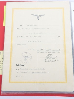 Luftwaffe Award Document Grouping to Uffz. P. Pawlik, Air Gunner of 1.(F)/124 - 19