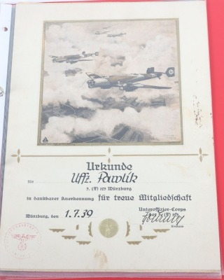 Luftwaffe Award Document Grouping to Uffz. P. Pawlik, Air Gunner of 1.(F)/124 - 22