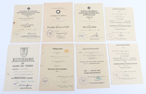 WW2 German Award Document Grouping to Leutnant Fritz Wittenbecher, 8./J&auml;ger-Regiment 741, 114. J&auml;ger-Division