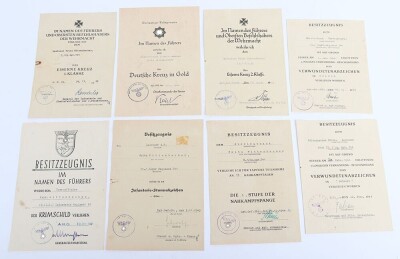 WW2 German Award Document Grouping to Leutnant Fritz Wittenbecher, 8./J&auml;ger-Regiment 741, 114. J&auml;ger-Division