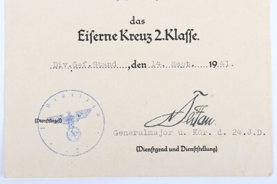 WW2 German Award Document Grouping to Leutnant Fritz Wittenbecher, 8./J&auml;ger-Regiment 741, 114. J&auml;ger-Division - 8