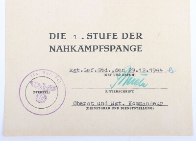 WW2 German Award Document Grouping to Leutnant Fritz Wittenbecher, 8./J&auml;ger-Regiment 741, 114. J&auml;ger-Division - 20