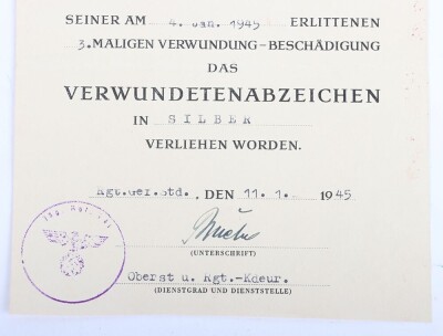 WW2 German Award Document Grouping to Leutnant Fritz Wittenbecher, 8./J&auml;ger-Regiment 741, 114. J&auml;ger-Division - 26