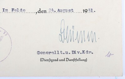 WW2 German Iron Cross 2nd Class Award Document to K. Weber, Infanterie Regiment 199 &ldquo;List&rdquo; - 5