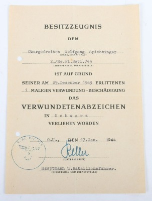 WW2 German Award Document Grouping to Obergefreiter Wolfgang Spichtinger, Pionier-Bataillon 745, Festung Breslau - 3