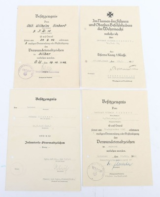 WW2 German Award Document Grouping to Leutnant Wilhelm Siebert, Infanterie-Regiment 15, 29. Infanterie-Division