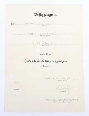WW2 German Award Document Grouping to Leutnant Wilhelm Siebert, Infanterie-Regiment 15, 29. Infanterie-Division - 8