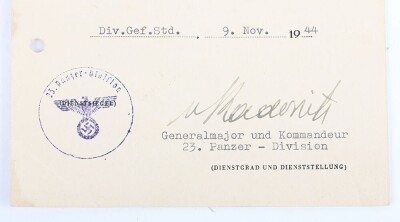 WW2 German Iron Cross 2nd Class Award Document to Gefr. Wilhelm Bremann, member of the Pz. gren. Rgt 128 as part of the 23. Panzer Division - 5