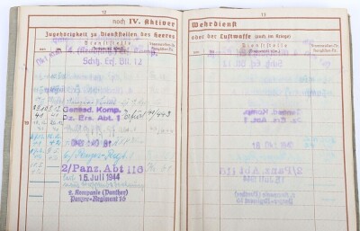 Wehrpass and Panzer Assault Badge recommendation document to a Panther tank crewman, 116. Panzer-Division &ldquo;Windhund&rdquo; - 7