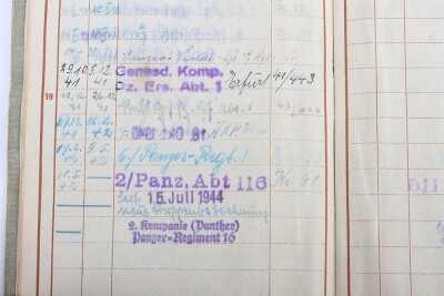 Wehrpass and Panzer Assault Badge recommendation document to a Panther tank crewman, 116. Panzer-Division &ldquo;Windhund&rdquo; - 8