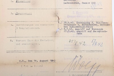 Wehrpass and Panzer Assault Badge recommendation document to a Panther tank crewman, 116. Panzer-Division &ldquo;Windhund&rdquo; - 17