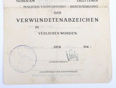 WW2 German Army Award Document Group to an Obergefreiter Karl Eifel of 12./J&auml;ger-Regiment 204, 97. J&auml;ger-Division - 5