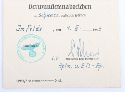 WW2 German Army Award Document Group to an Obergefreiter Karl Eifel of 12./J&auml;ger-Regiment 204, 97. J&auml;ger-Division - 8