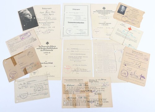 WW2 German Panzer Award Document Grouping to Leutnant Peter Bore, 24. Panzer-Division