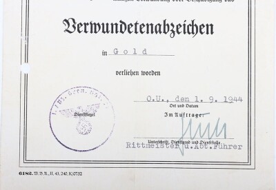 WW2 German Panzer Award Document Grouping to Leutnant Peter Bore, 24. Panzer-Division - 5