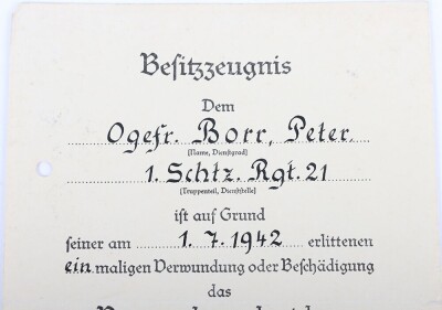 WW2 German Panzer Award Document Grouping to Leutnant Peter Bore, 24. Panzer-Division - 7