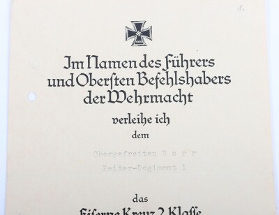WW2 German Panzer Award Document Grouping to Leutnant Peter Bore, 24. Panzer-Division - 10