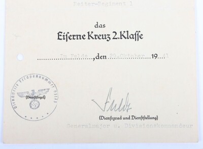 WW2 German Panzer Award Document Grouping to Leutnant Peter Bore, 24. Panzer-Division - 11