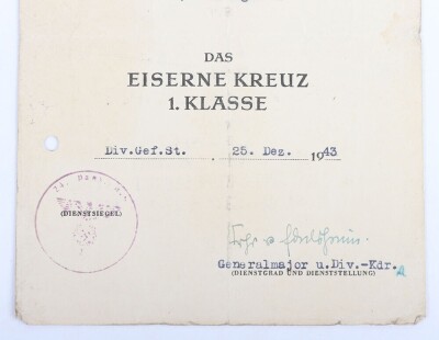 WW2 German Panzer Award Document Grouping to Leutnant Peter Bore, 24. Panzer-Division - 14