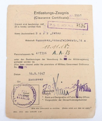 WW2 German Panzer Award Document Grouping to Leutnant Peter Bore, 24. Panzer-Division - 23