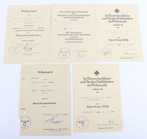 WW2 German Award Document Grouping to Oberleutnant G&uuml;nther Nitschke, 17. Panzer-Division