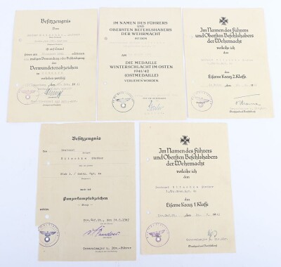 WW2 German Award Document Grouping to Oberleutnant G&uuml;nther Nitschke, 17. Panzer-Division