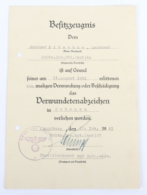 WW2 German Award Document Grouping to Oberleutnant G&uuml;nther Nitschke, 17. Panzer-Division - 3